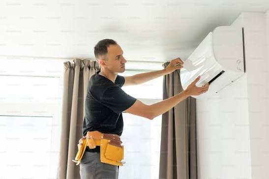 Technician working on a home installation